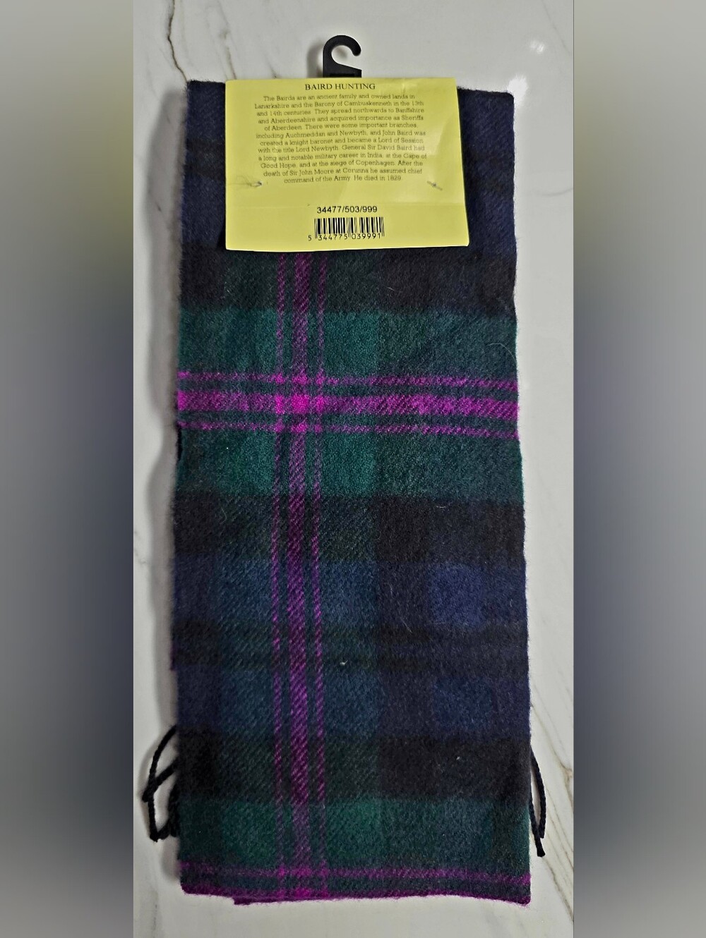 Tartan Plaid Scarf in Green, Navy & Purple